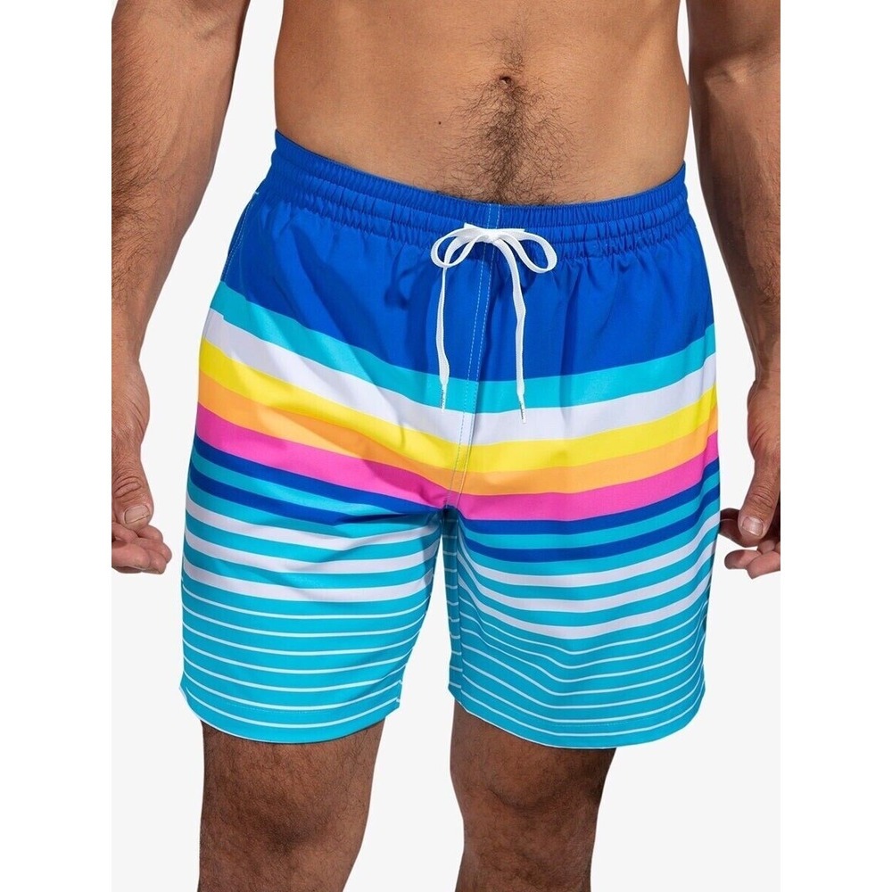 CHUBBIES The Newports Classic Swim Men Trunks 5.5" Inseam Blue Stripes Sz M NWT